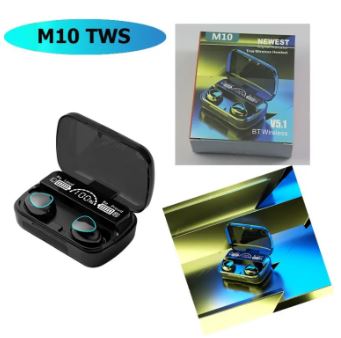 M10 Bluetooth 5.1 TWS Digital Display Wireless Bluetooth Earphone with Charging Box, Support Touch & Siri & Battery Display (Black)